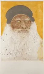 da Vinci by Mauricio Lasansky, Color Intaglio etching, drypoint, sold Nov 2024
