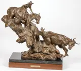 Curt Mattson, When Three’s a Crowd, Bronze on integral marble and wood base with title plaque