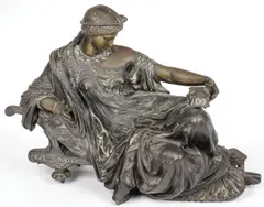 Auguste Joseph Peiffer, Pandora and Her Box, Bronze with dark brown patina