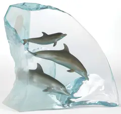 Robert Wyland, Dolphin Wonder, Lucite Sculpture
