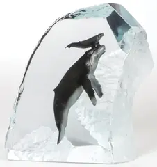 Humpback Whale Mother and Calf by Robert Wyland, Lucite Sculpture, sold Nov 2024