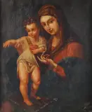 Italian School, The Madonna and Christ Child holding His Sacred Heart, Oil on canvas