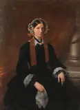 Reinhardt Willem Kleijn, Portrait of a Woman Holding Lace Handkerchief with Floral Bonnet, Oil on canvas