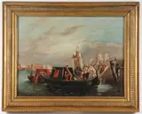 Italian School, Royal Entering a Gondola on the Grand Canal, Oil on canvas
