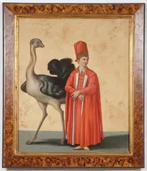 Jacopo Ligozzi, Man with Ostrich, Oil on canvas