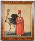Jacopo Ligozzi, Man with Ostrich, Oil on canvas