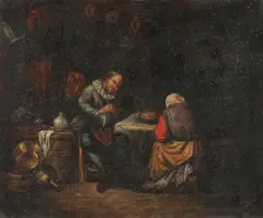 Paul Unde, Grace Before Meal, an Interior Scene, Oil on canvas