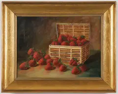 W. Burke, Strawberries and Basket Still Life, Oil on canvas