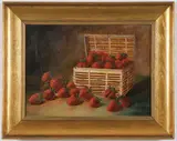 W. Burke, Strawberries and Basket Still Life, Oil on canvas