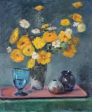 Homer Gordon Davisson, Still Life with Flowers and Vases, Oil on canvas laid down on board