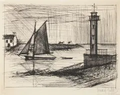 Bernard Buffett, L’Embouchure de L’Odet, Etching