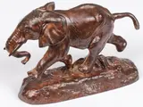Antoine-Louis Barye, Elephant de Senegal, Bronze with brown patina