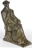 Richard Guino, The Artist Renoir Seated, Bronze with brown and verdigris patina