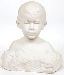 Marcel Alexandre Rouillere, Bust of a Young Boy, Carved marble
