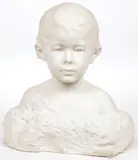 Marcel Alexandre Rouillere, Bust of a Young Boy, Carved marble