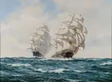 Henry Scott, Clipper Ships at Sea, 'Taeping' Closing on 'Ariel', Oil on canvas