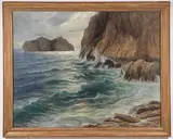 Cavalier Michele Federico, Seascape At Sunrise- Capri, Oil on canvas