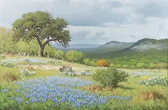 Don Warren, Landscape with Bluebonnets, Oil on canvas