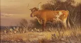 G. (Gerald) Harvey Jones, A Texas Long Horn Steer, Oil on canvas
