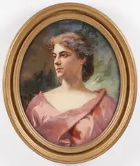 Hermann V. Michalowski, Portrait of Young Beauty in Silk Dress, Oil on canvas