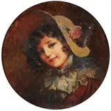 German School, A Young Girl with Flowered Bonnet, Oil on canvas