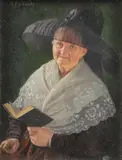 Richard Nitsch, A Good Read, Oil on wood panel