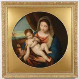 The Virgin and Child and the Infant St. John Presenting Flowers to the Infant Jesus by 19th Century Follower of Tiziano Vecelli, Oil on canvas laid down, sold Jul 2024