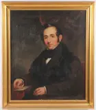 American School, Portrait of a Seated Gentleman Next to Inkwell, Oil on canvas