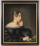 American School, Portrait of Woman in Bonnet, Oil on canvas