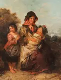 Edward John Cobbett, A Mother with Children in Landscape, Oil on canvas