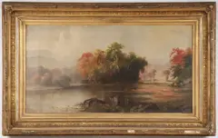 Hudson River School, View on the Black Watter, Oil on canvas