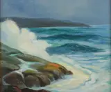 California School, California Seascape – Laguna Beach, Oil on canvas board