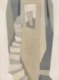 Marvin Cone, Uncle Ben in Stairway, Oil on canvas board