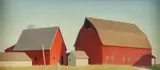 Marvin Cone, Barns and Shed, Oil on artist board