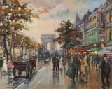 François Gérôme, Champs Elysee - Paris, Oil on Canvas