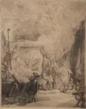 Death of the Virgin by Rembrandt Harmensz van Rijn, Etching and drypoint on laid paper, sold Jul 2024
