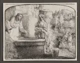 Christ and the Woman of Samaria by Rembrandt Harmensz van Rijn, Etching on laid paper, sold Jul 2024