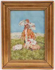 Czech School, Woman Wearing Kroj in Landscape, Oil on canvas