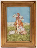 Czech School, Woman Wearing Kroj in Landscape, Oil on canvas