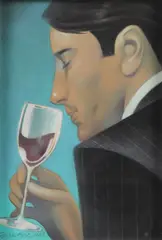 Gary Kelly, A Wine Connoisseur, Pastel on paper
