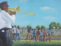 Edwin Keiffer, Leaving the Cemetery, Louis Nelson, The Olympia Brass Band, Oil on canvas