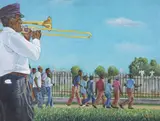 Edwin Keiffer, Leaving the Cemetery, Louis Nelson, The Olympia Brass Band, Oil on canvas