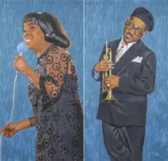 Edwin Keiffer, Dizzy Gillespie & Sarah Vaughn, Oil on canvas