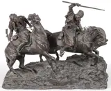 Vassili Yacovlevitch Grachev, Charging Cossacks on Horseback, Bronze with dark brown patina