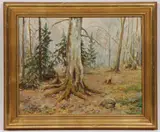 Wooded Forest in Spring by Grand Duchess Olga Alexandrovna, Oil on canvas board, sold Nov 2024