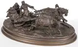 Vassili Yacovlevitch Grachev, Winter Troika Scene, Bronze with dark brown patina