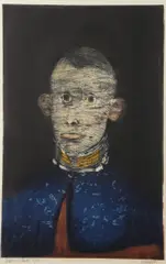 Gregorian Chanter by Mauricio Lasansky, Color etching and aquatint, sold Nov 2023