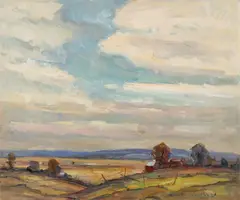 Frederick Wildermuth Rigley, Expansive Early Fall Landscape, Oil on canvas
