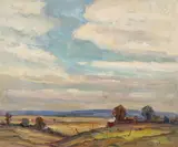 Frederick Wildermuth Rigley, Expansive Early Fall Landscape, Oil on canvas