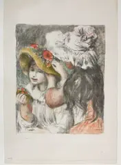 Pierre-Auguste Renoir, Le Chapeau épinglé, 2è planchet, Color lithograph printed in 11 colors on Ingres Arches laid paper with MBM watermark From an edition of 200
